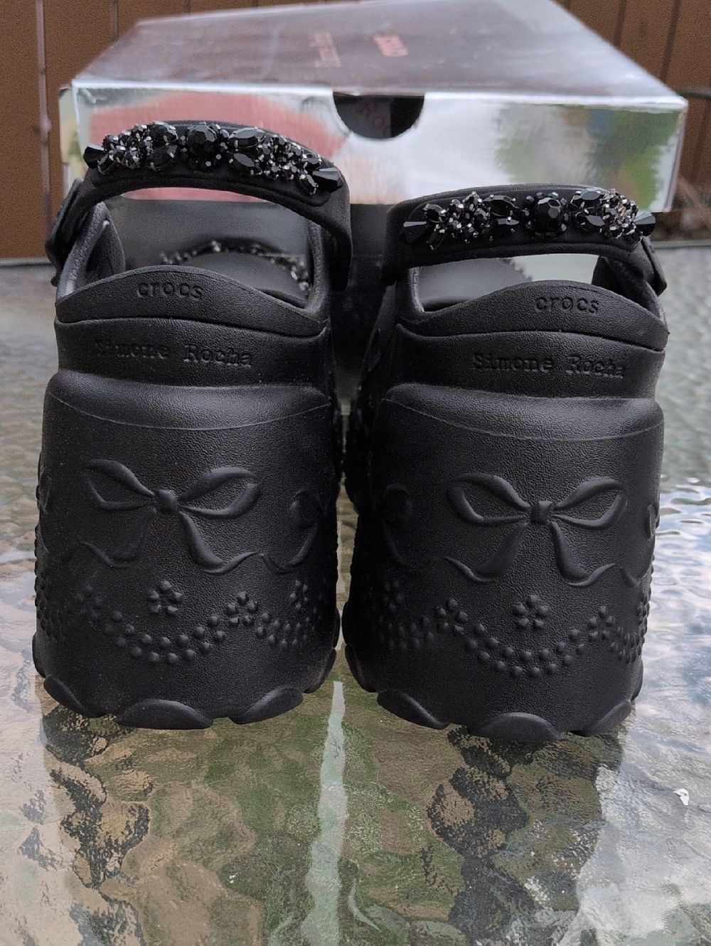Simone Rocha x CROCS Black Platform Ballerina Clogs Sz 9 - Picture 5 of 6